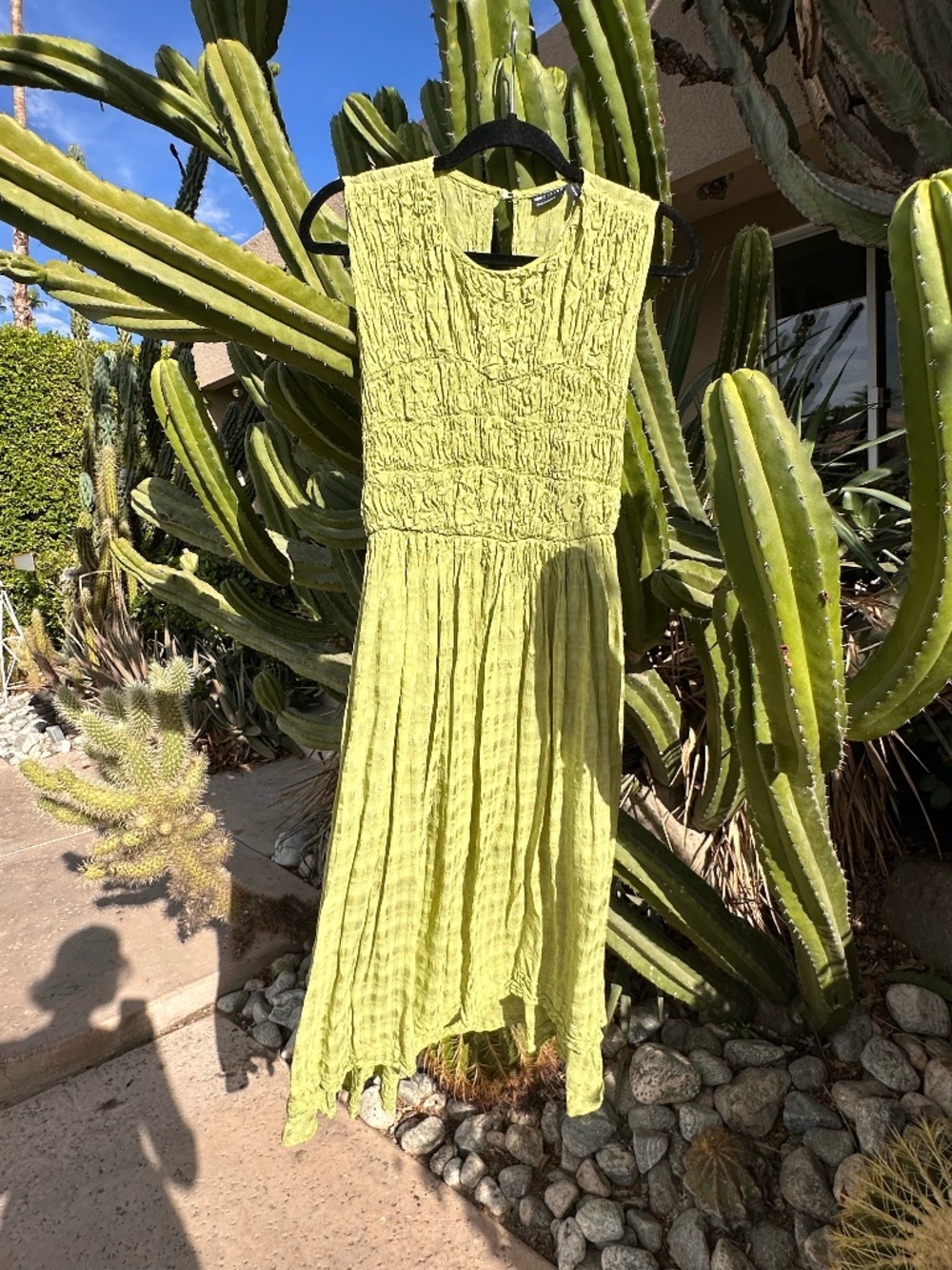 ASOS DESIGN Chartreuse Crinkle Textured Ruched Midi Dress | US 8